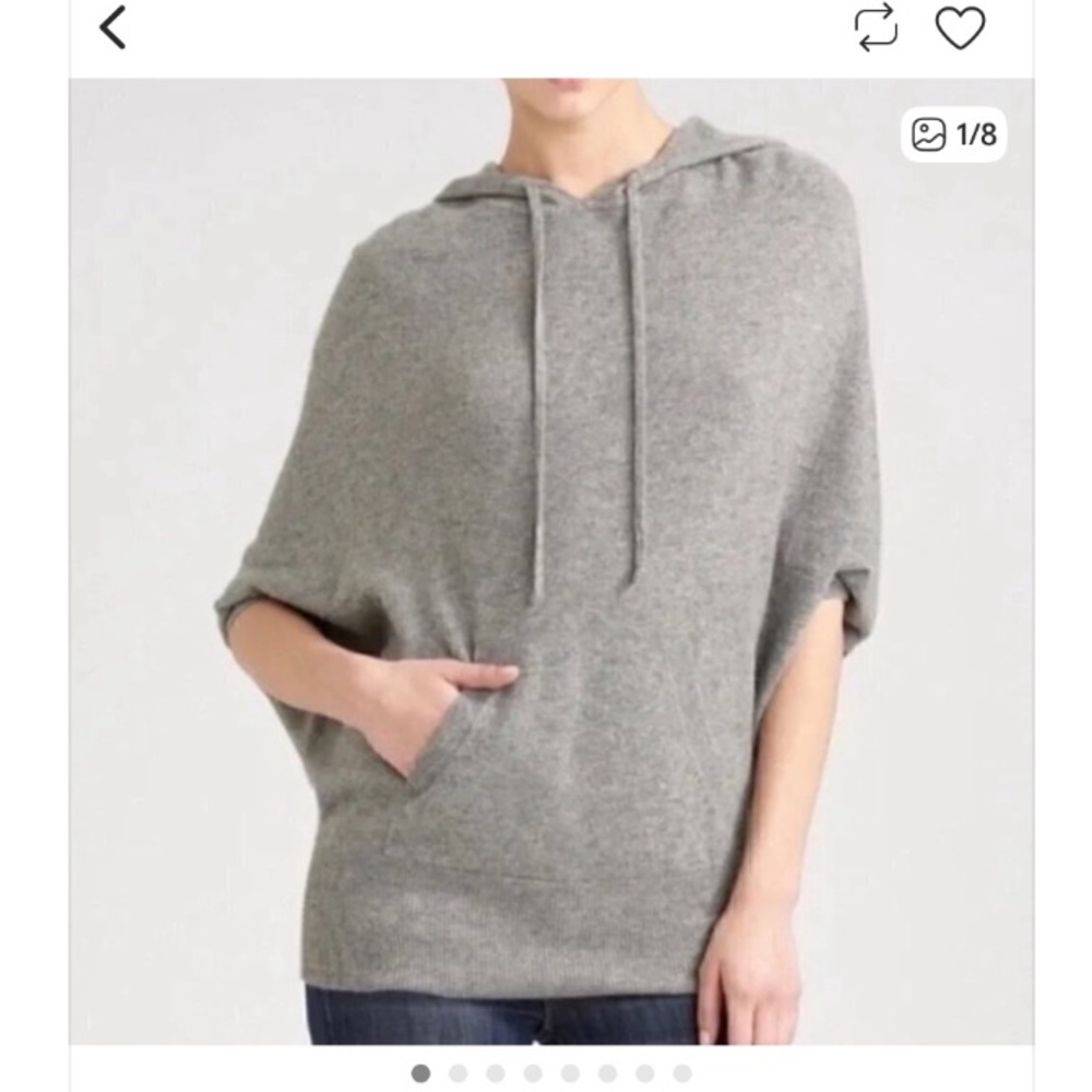 Vince Cashmere Charcoal Hooded Poncho Sweater - Picture 6 of 6